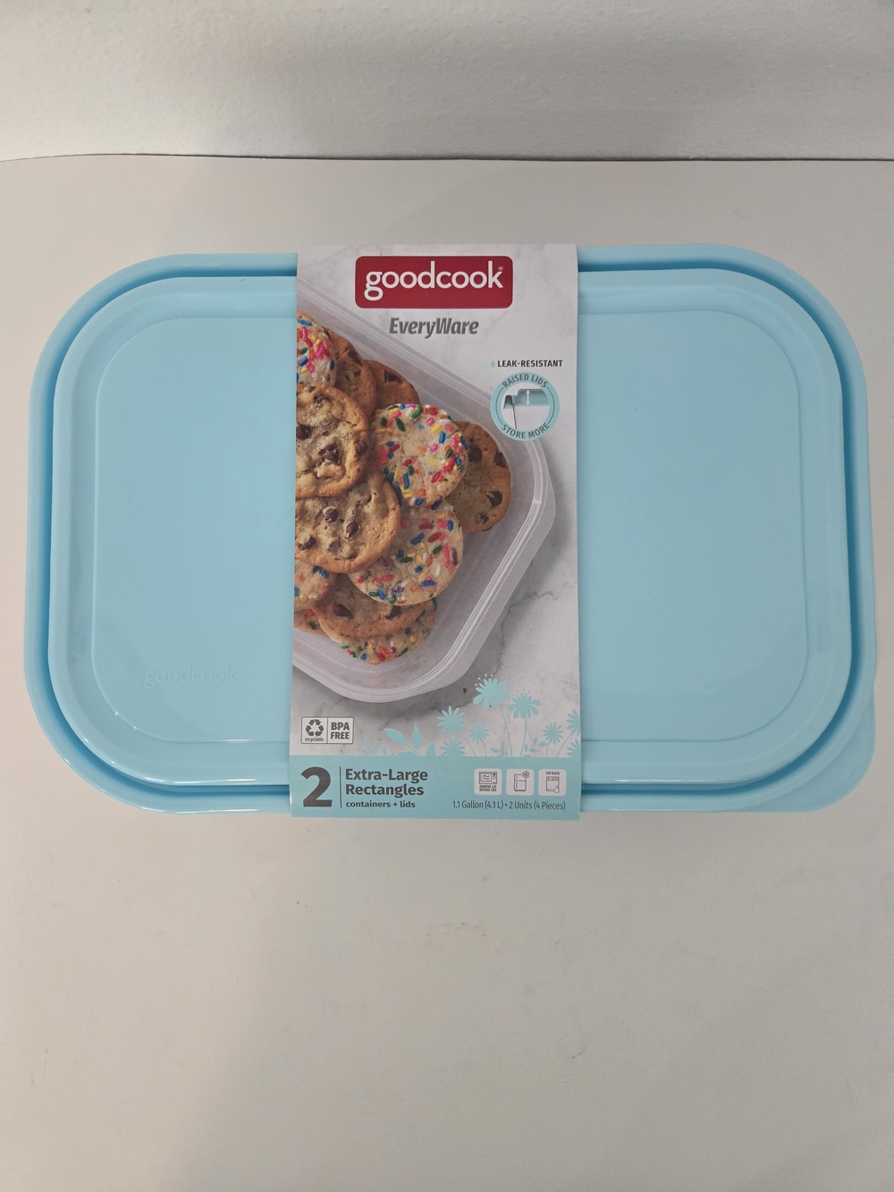 goodcook Extra-Large Rectangular Food Storage Containers - Light Blue (Set of 2)